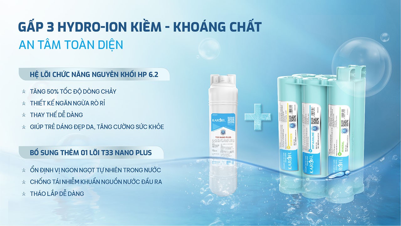[MỚI - TẶNG MÁY LỌC KHÔNG KHÍ KAP 317] Máy lọc nước Nóng Lạnh Hydro-ion Kiềm Karofi SA8 PREMIUM - 12+1 lõi - Hàng chính hãng
