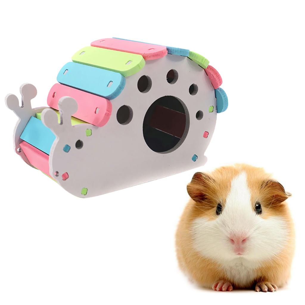 Pet Small Animal Hamster Hideout SNAIL House Wooden Hut Play Chew Toy