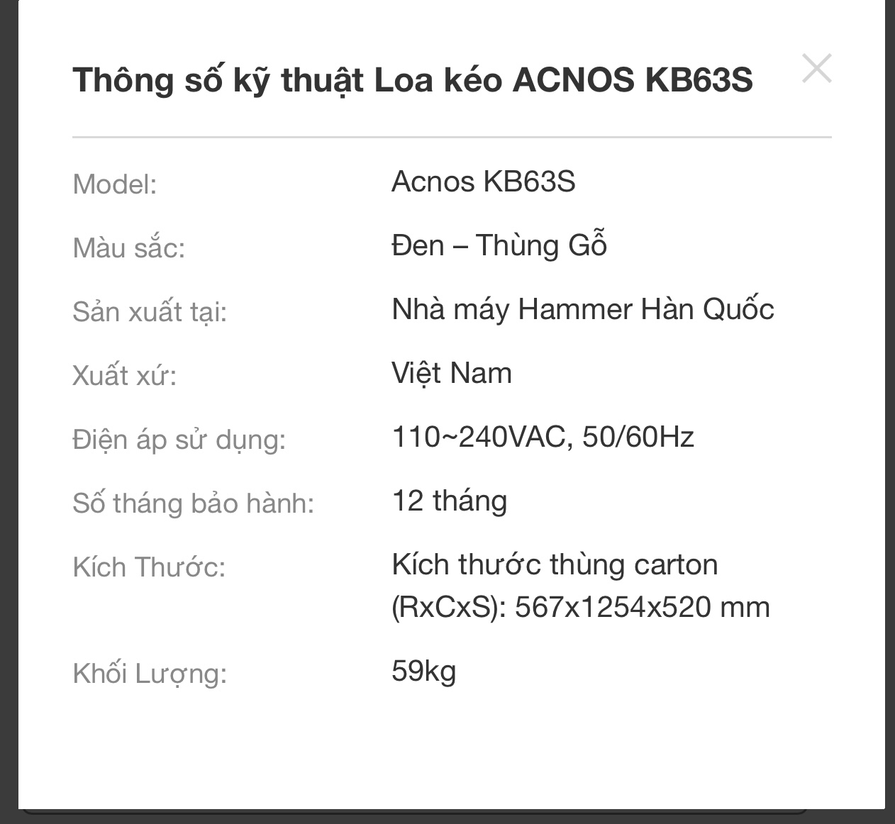 Dàn âm thanh di động ACNOS-KB63S - Hàng chính hãng