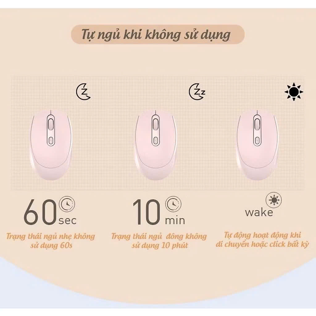 Chuột Không Dây Sạc Pin Click Siêu Tĩnh Âm 2 Chế Độ Bluetooth 5.2 & USB 2.4G, 3 Mức DPI KẾT NỐI ĐIỆN THOẠI IPAD LAPTOP - HÀNG CHÍNH HÃNG
