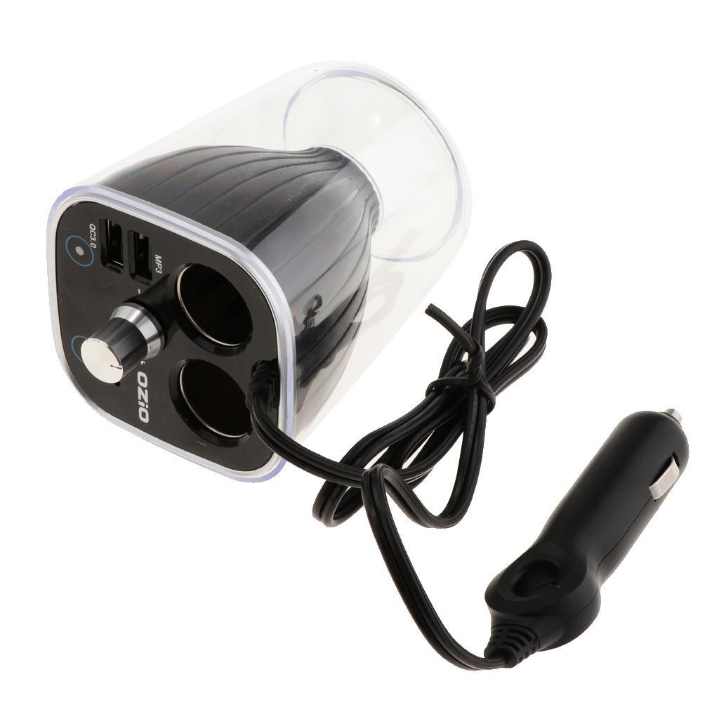 Automobile Dual USB + Bluetooth Car Charger Cigarette Lighter Socket Black