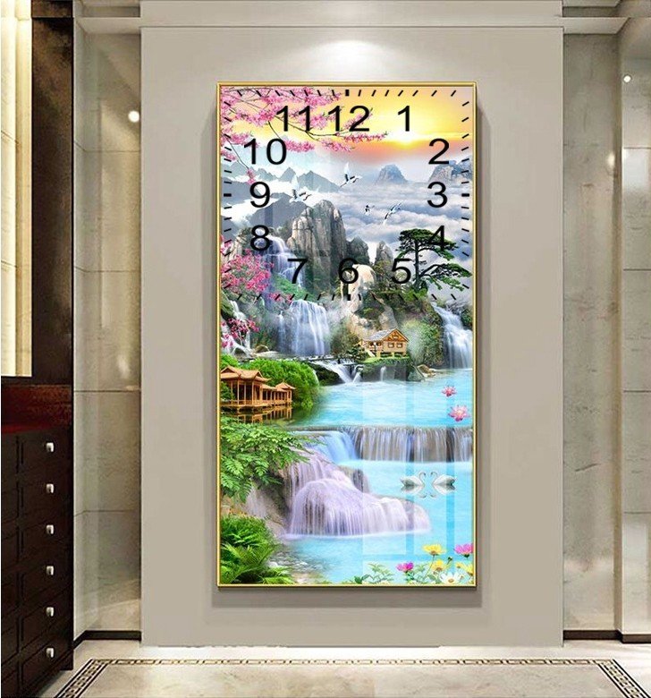 TRANH TRÁNG GƯƠNG-TRANH ĐỒNG HỒ TRÁNG GƯƠNG PHONG THỦY HỮU TÌNH( TẶNG KÈM ĐINH 3 CHÂN)