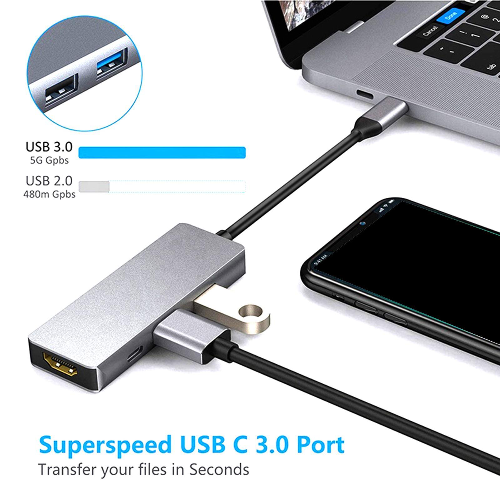 USB Hub USB Port Expander Adapter Portable USB 3.0 2.0 with 4K