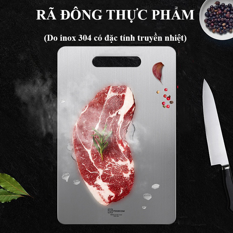 Thớt Inox Cao Cấp - Kích Thước 21cm x 16cm #304 Kháng Khuẩn - Chống Rỉ Sét - Hợp Vệ Sinh