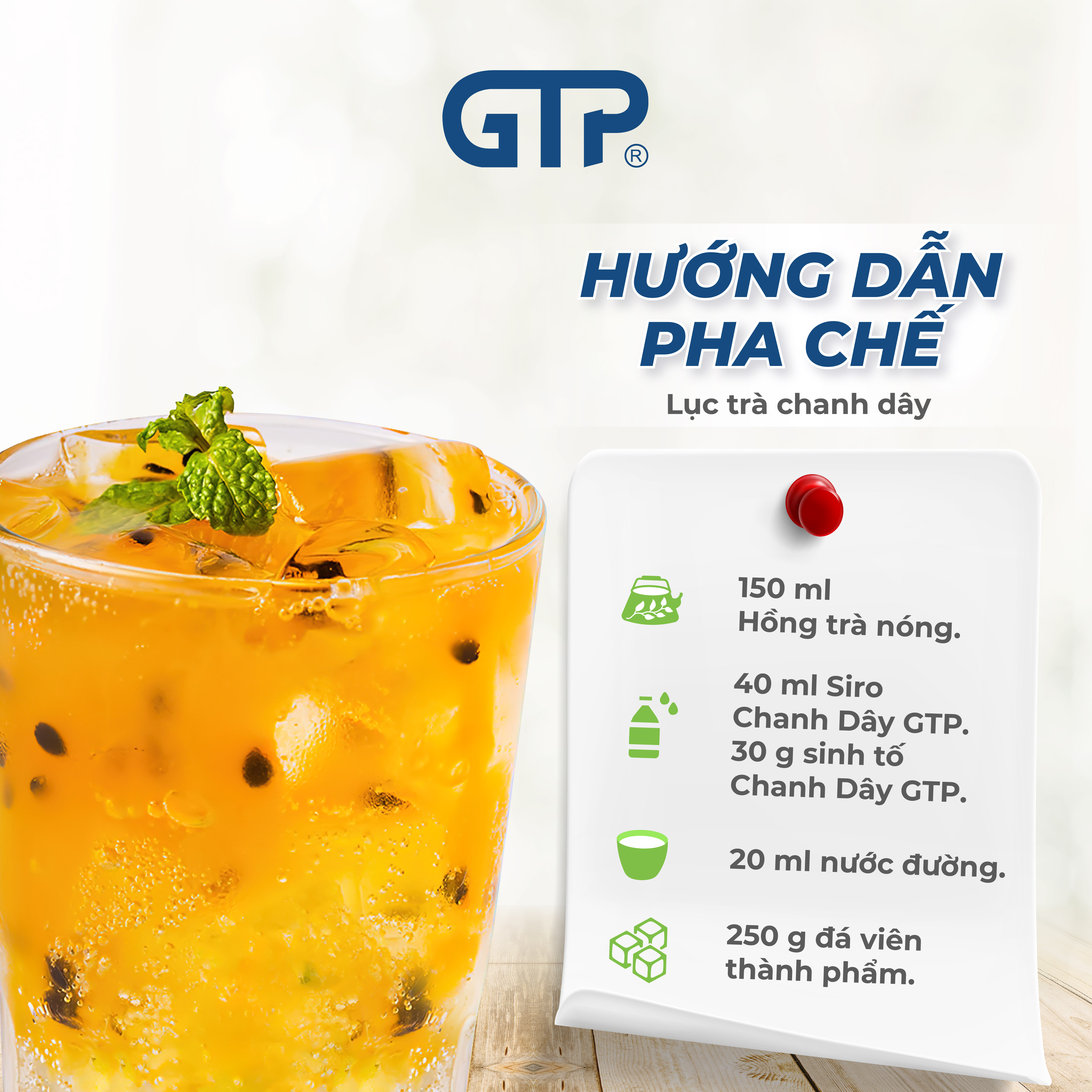 Siro chanh dây GTP - Chuyên dùng pha chế: Trà sữa, Trà trái cây, Cocktail, Mocktail… 