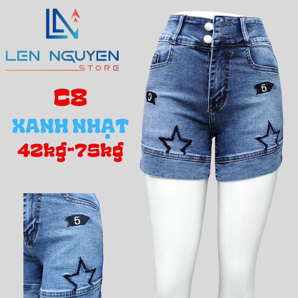C8_Quần jean nữ, đùi, lưng cao, quần bò nữ dáng ôm, quần rin nữ có big size, cho 42kg đến 75kg,LEN NGUYEN STORE - Xanh Đậm