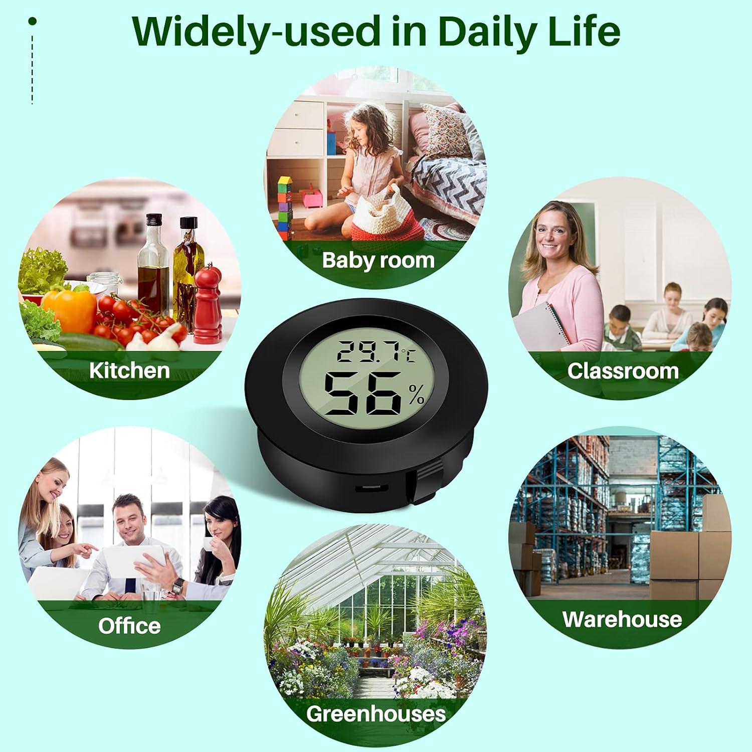Nhiệt kế LCD kỹ thuật số mini Máy đo độ ẩm Nhiệt độ Độ ẩm -50 ~ 70 ℃ 10% ~ 99% RH Nhiệt kế cầm tay Chỉ báo nhiệt kế đo độ ẩm cho văn phòng Độ ẩm nhà bếp Lò ấp trứng Bò sát 3 chiếc