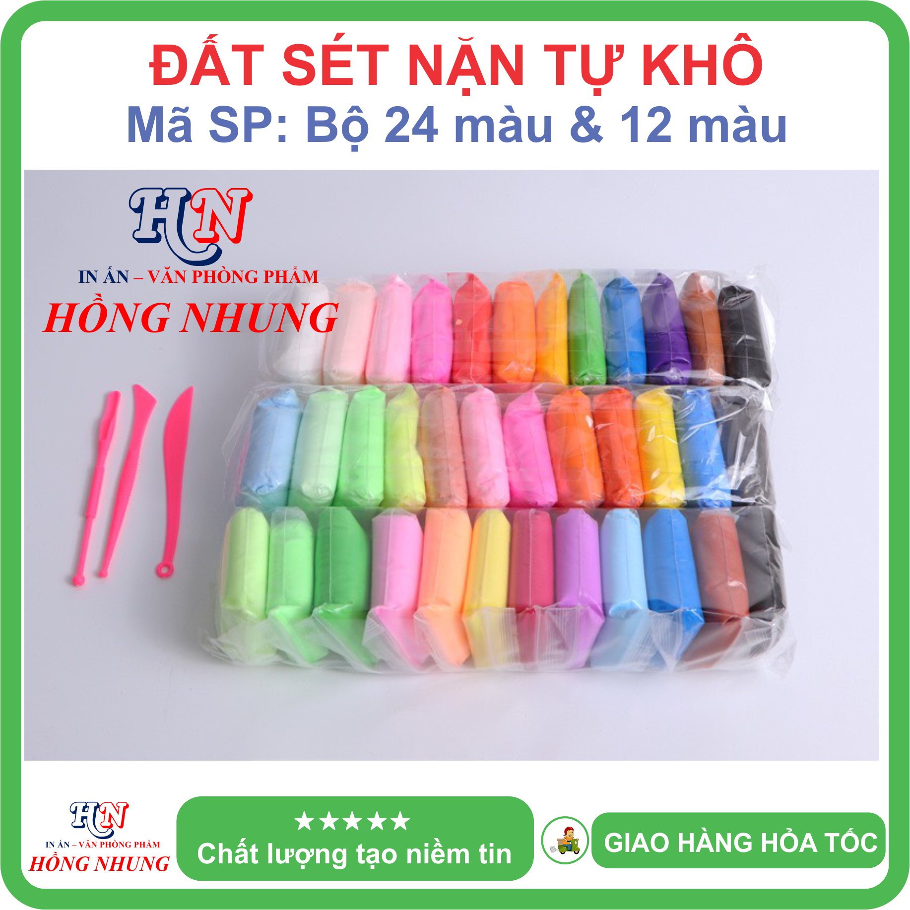 [SALE] Bộ đất sét nặn tự khô 36 màu / 24 màu / 12 màu cao cấp Softclay, kèm bộ cây tạo hình, giúp bé thỏa sức sáng tạo mà không sợ dính tay