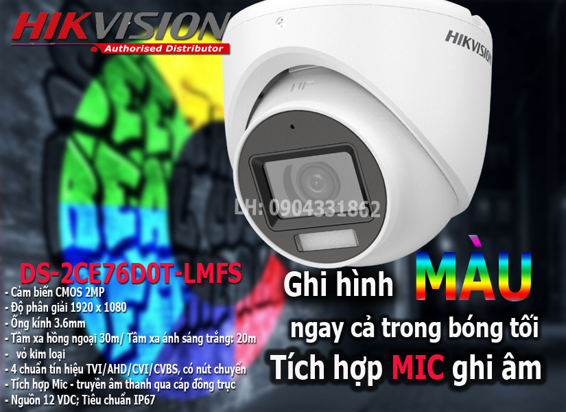 BỘ 1-8 CAMERA FULL COLOR + MIC GHI ÂM. CÓ MÀU BAN ĐÊN CHÍNH HÃNG HIKVISION FULL PHỤ KIỆN LẮP ĐẶT - HÀNG CHÍNH HÃNG