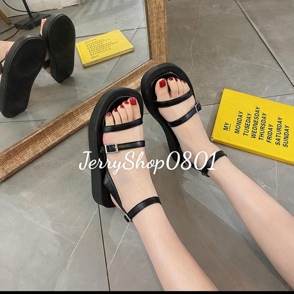 Sandal nữ cao 2p ĐẾ BÁNH MÌ 2 DÂY NGANG MẢNH siêu xinh