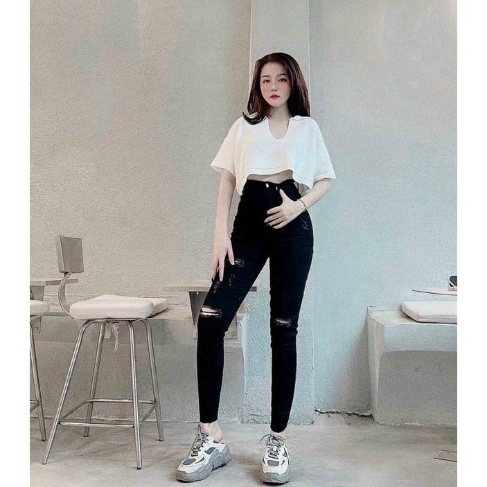 Quần Jeans Form Ôm Rách Đùi Q049