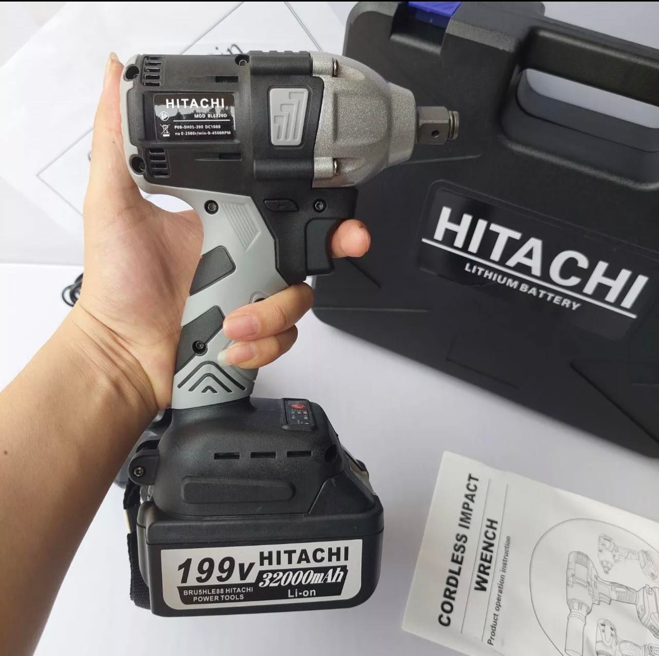 Máy bắn bulong Hitachi 118V , Máy siết ốc, máy vặn bu lông dùng pin 10 cell
