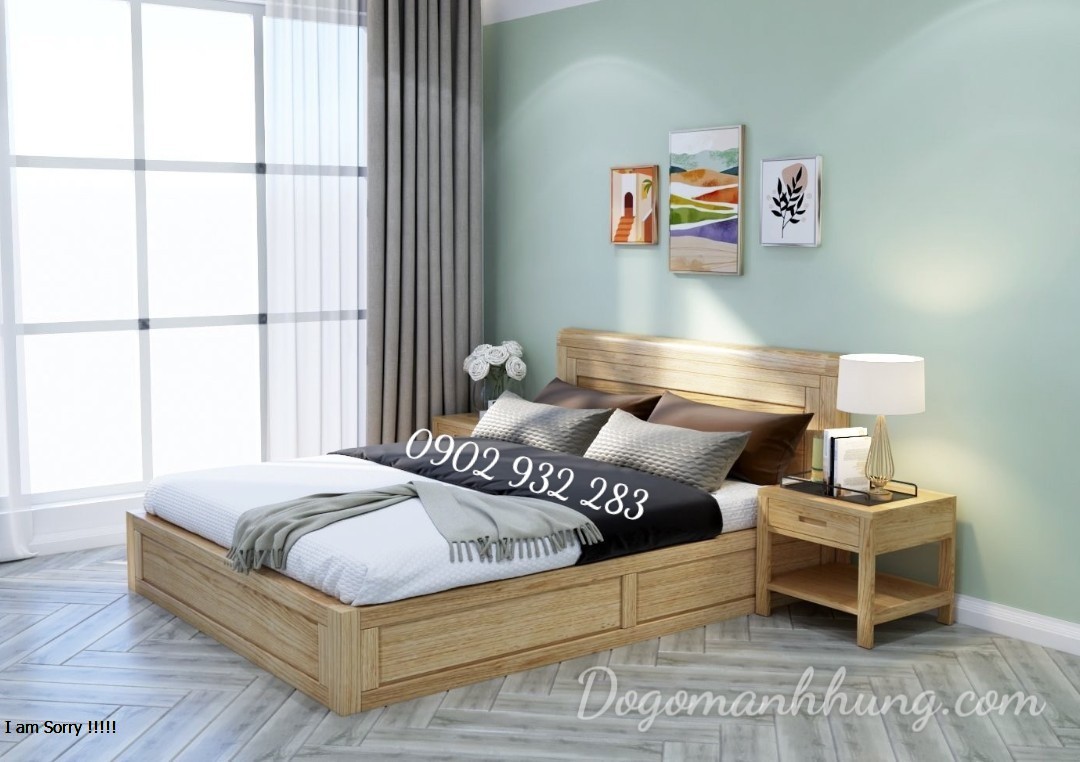 Giường ngủ gỗ sồi kiểu hiện đại G01, hàng giá xưởng báo chất lượng