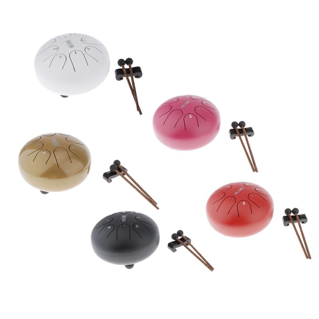 6 Inch Mini 8-Tone Steel Tongue Drum F Key Percussion Instrument Hand Pan Drum with 2pcs Drum Mallets