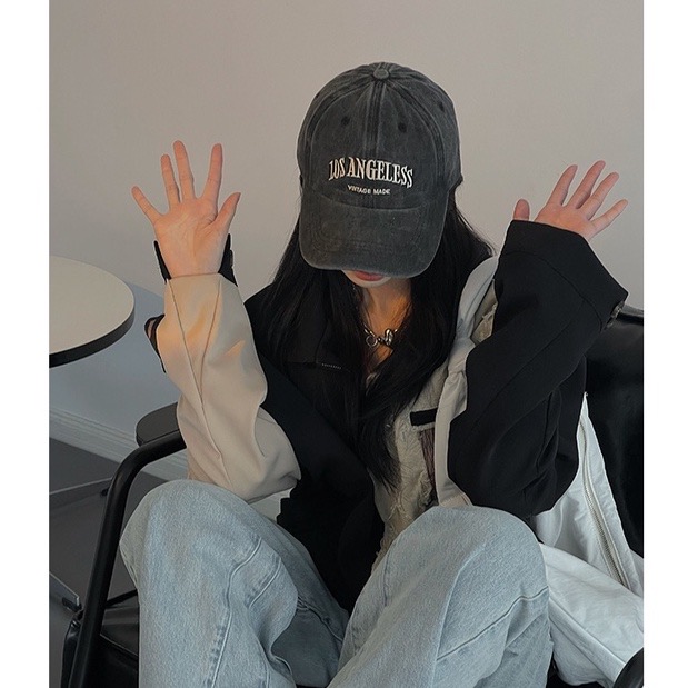  Mũ, nón lưỡi trai nam, nữ denim thêu chữ cái phong cách Retro Hàn Quốc