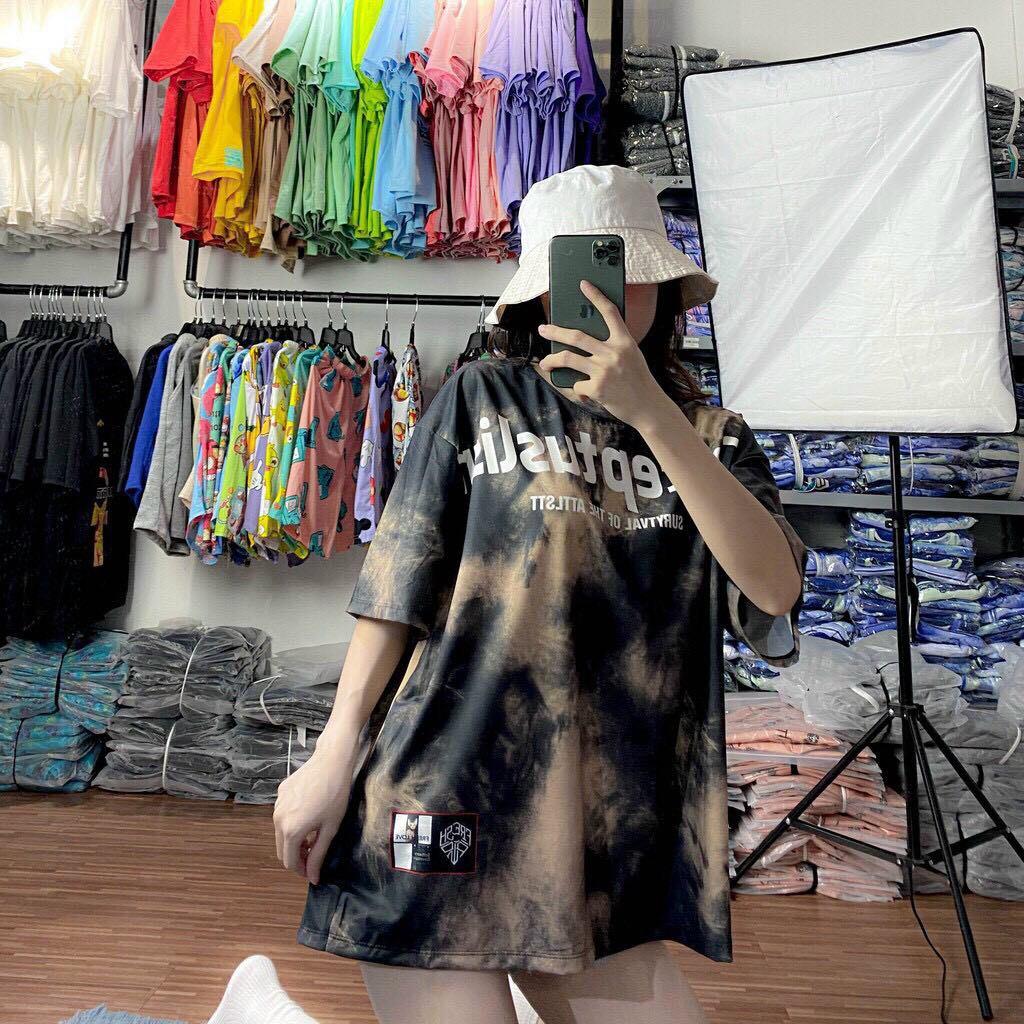 Áo thun nam nữ loang màu phản quang độc lạ vải cotton dày dặn mềm mịn thấm hút mồ hôi tốt thích hợp mặc áo lớp áo nhóm