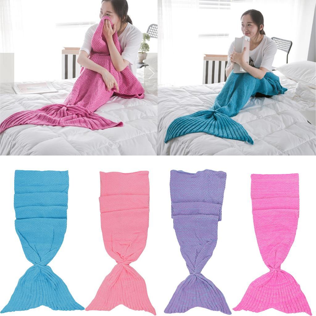 Hand Crocheted Mermaid Tail Blanket Knitting Sofa Adult Sleeping Bag