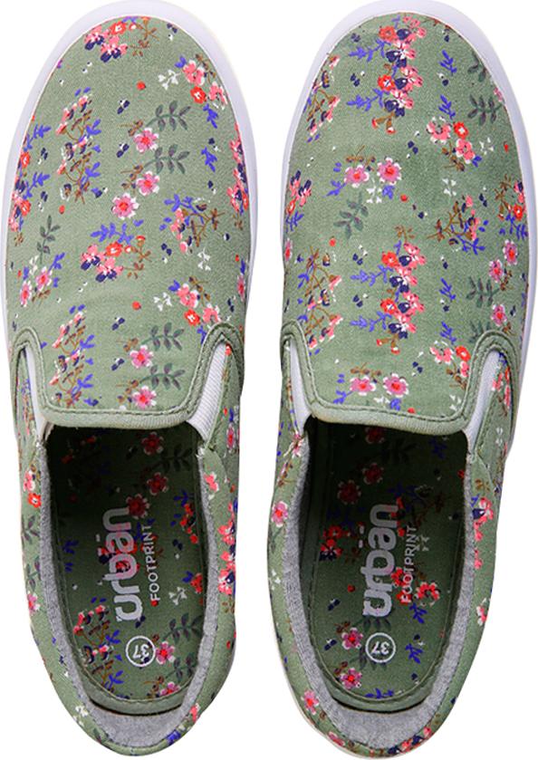 Giày Slip On Nữ Urban UL1702 Hoa Nhí - Xanh