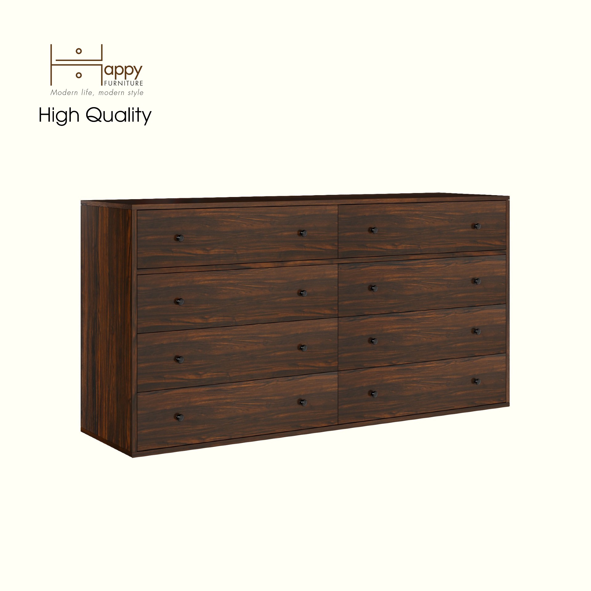 HAPPY FURNITURE , ZACY - Tủ lưu trữ 8 ngăn kéo , THK_210 , 160cm x 45cm x 82cm DxRxC, Sản phẩm phổ thông