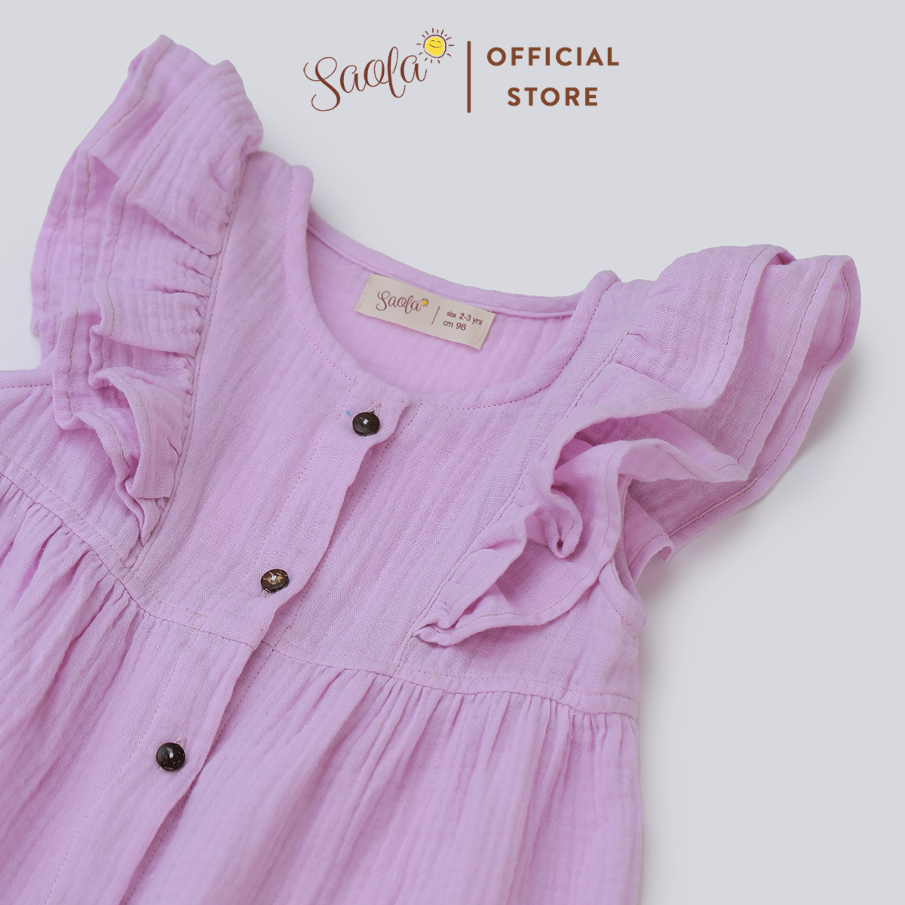 Váy Bé Gái Cổ Tròn Tay Bèo Chất Liệu Xô Muslin Xinh Xắn - DARINE DRESS - DRM027 - SAOLA KIDS CLOTHING