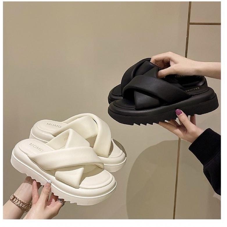 Dép nữ, dép ulzzang quai chéo đế dày phong cách Hàn Quốc