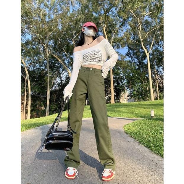 Quần bò ống rộng kaki hack dáng MCJean