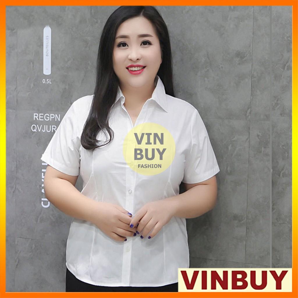 áo sơ mi trắng nữ bigsize VINBUY form áo lên đến 90kg - 100kg