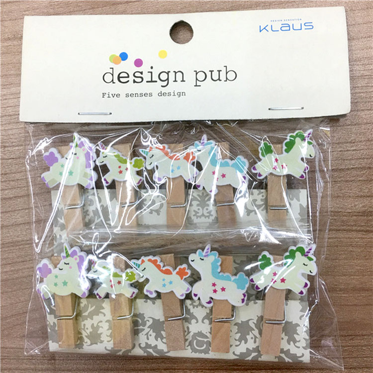 Set 10 Cái Kẹp Gỗ Sơn Design Pub hình Ngựa Màu Kute