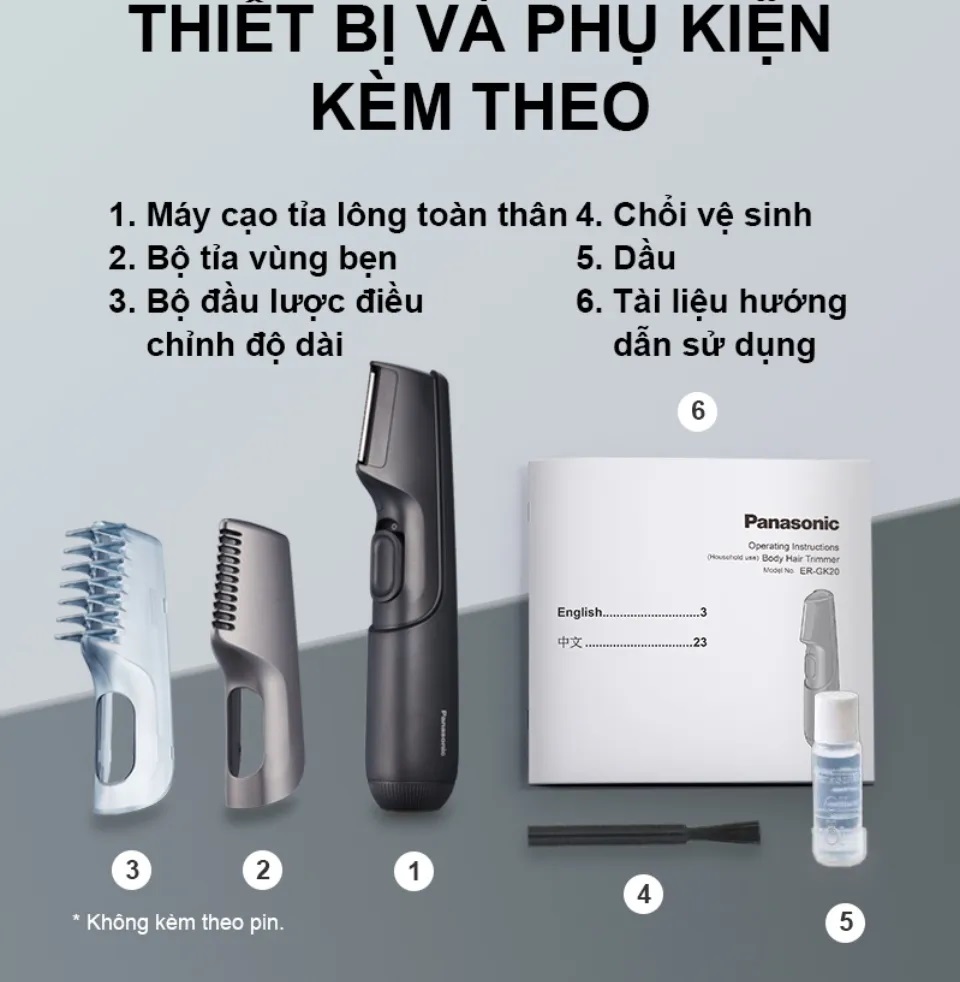 Tông đơ cạo lông toàn thân Panasonic ER-GK20-K401 - HÀNG CHÍNH HÃNG