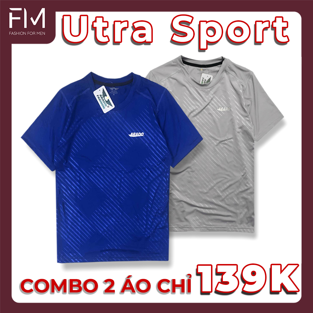 Combo 2 áo sport, áo thun thể thao nam, thiết kế họa tiết sọc chéo, chất thun mát lạnh co giãn tốt - FORMEN SHOP - FMCB2TY001