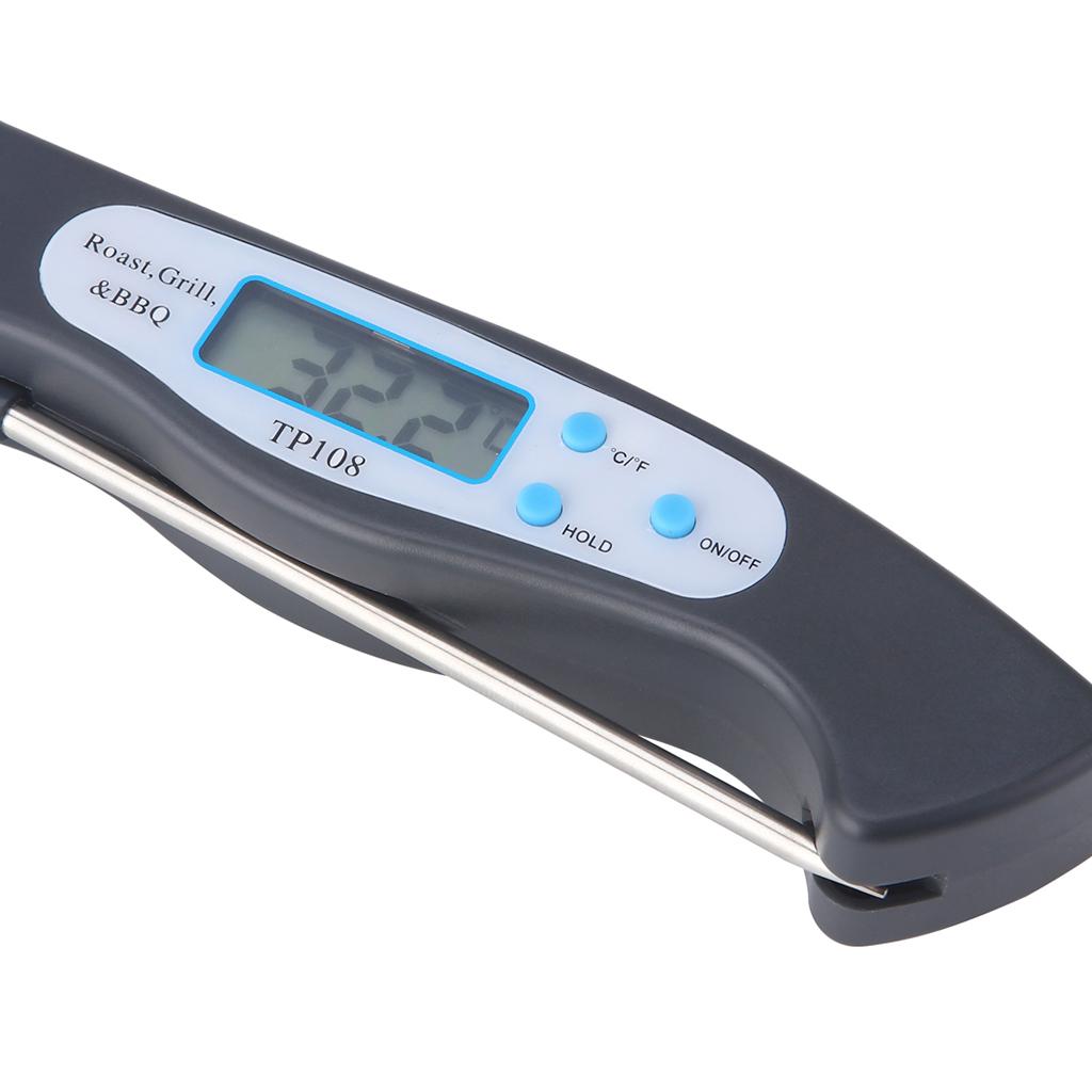 2 Pieces LCD Digital Kitchen Cooking Meat Thermometer Black Foldable