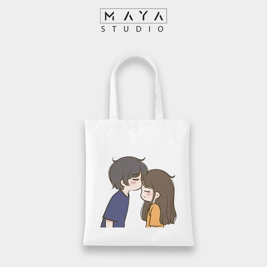 Túi Tote VUÔNG MAYA vải canvas ulzzang CẶP ĐÔI siêu dễ thương phù hợp mọi lứa tuổi cho đi chơi đi học