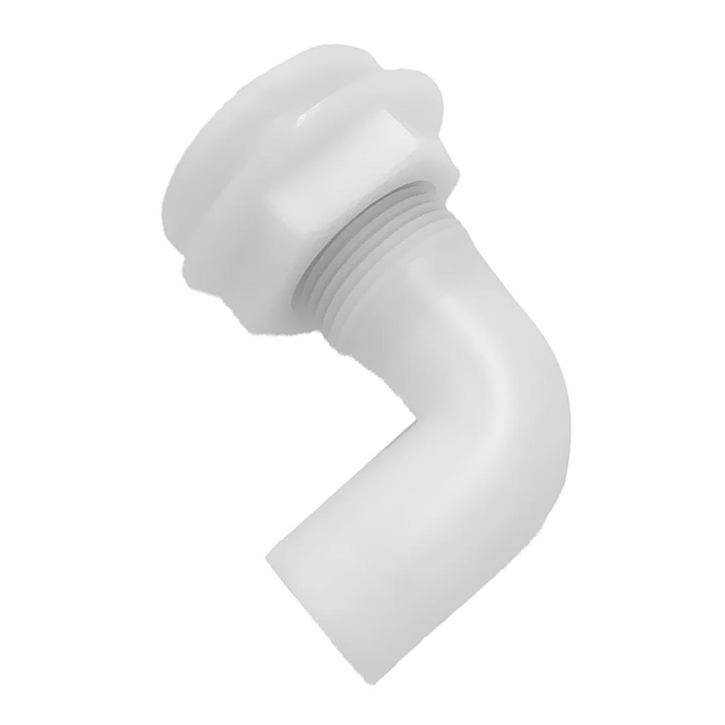 1" White Nylon Plastic Thru-Hull Bilge Pump Hose 90 Ddgree Fits for Boats