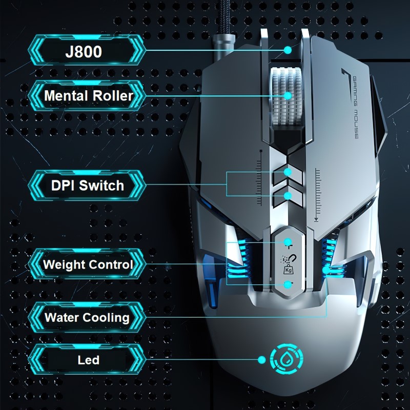 Chuột cơ gaming led RGB 6400DPI - J800 mechanical Gaming mouse