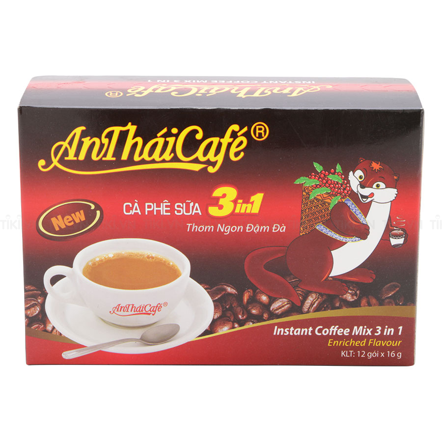 Cà Phê Sữa 3in1 AnTháiCafé New (Hộp 12 gói x 16g)