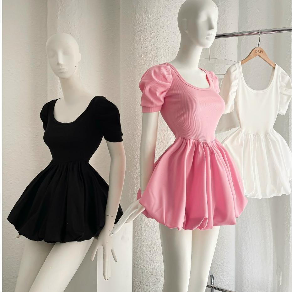 Set bộ nữ, váy bí tay phồng kèm quần shorrt chất thun gân thoải mái Trendy Clothing