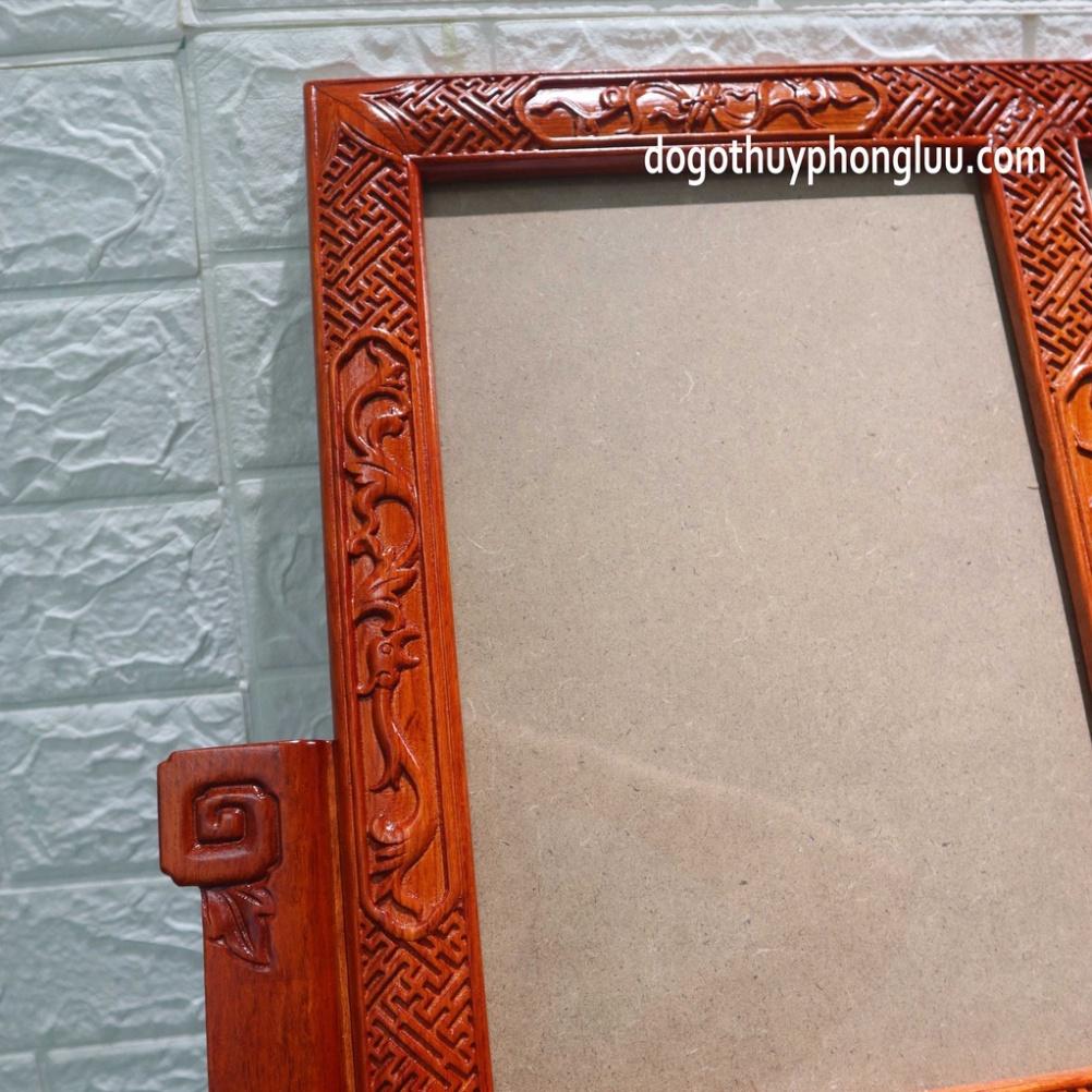 Khung ảnh thờ gia tiên đôi gấm ly quy gỗ hương ảnh thờ 21 x 31cm