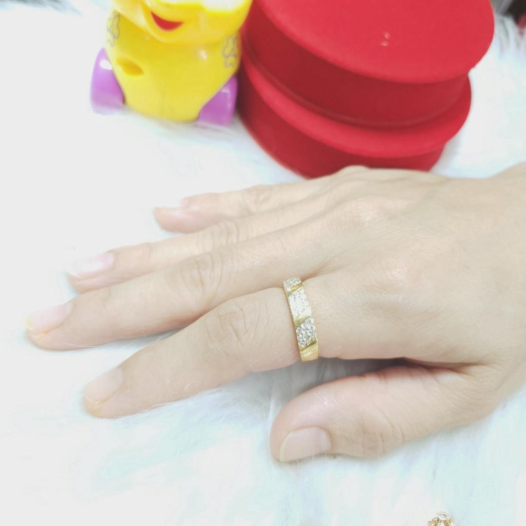 Nhẫn Kiểu Bẹt Đơn Đính Xoàn Vonfram Cao Cấp-Dùng lâu dài tắm rửa thoải mái không phai màu