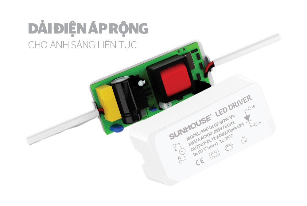 Đèn LED Downlight viền vàng 3 màu Sunhouse SHE-DL02-03/7W-VV