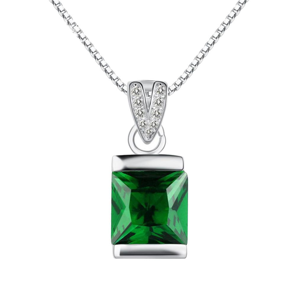 Green Gemstone Pendant Valentines Day Gift 925 Sterling Silver Necklace