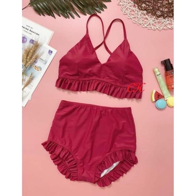 Sét bikini rua bèo áo dây có độn ngực COH588
