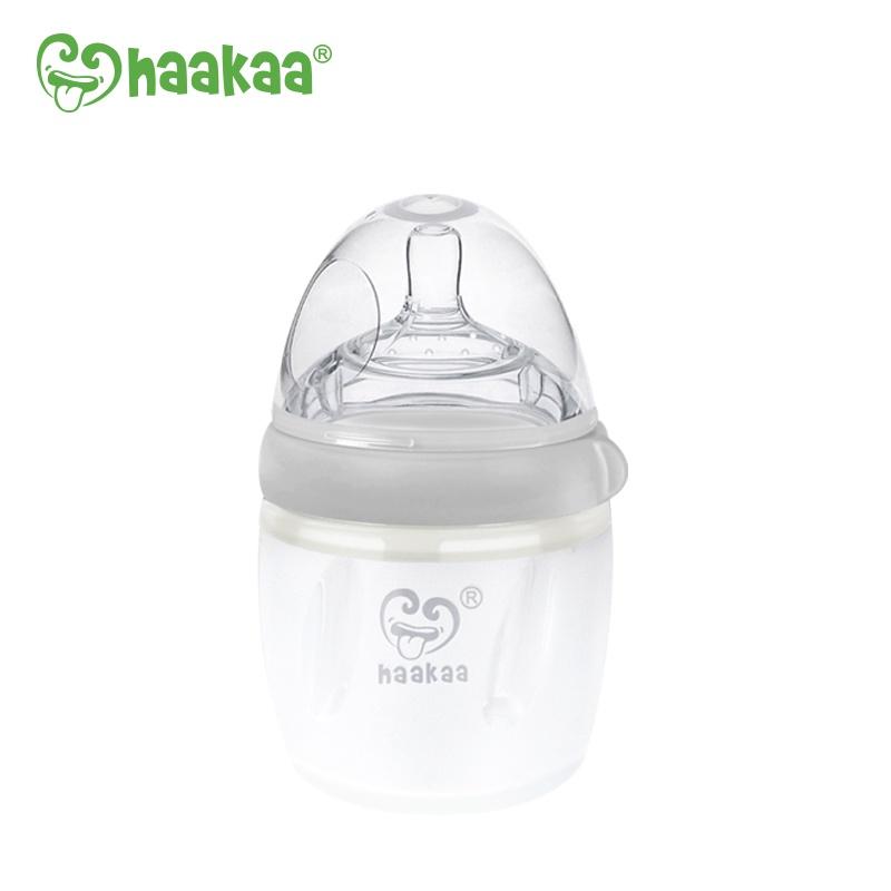 Bình sữa silicone Gen.3 Haakaa. Không chứa BPA, PVC và phthalate. Dễ dàng chuyển đổi cốc hứng sữa, bình trữ sữa, bình thìa ăn dặm