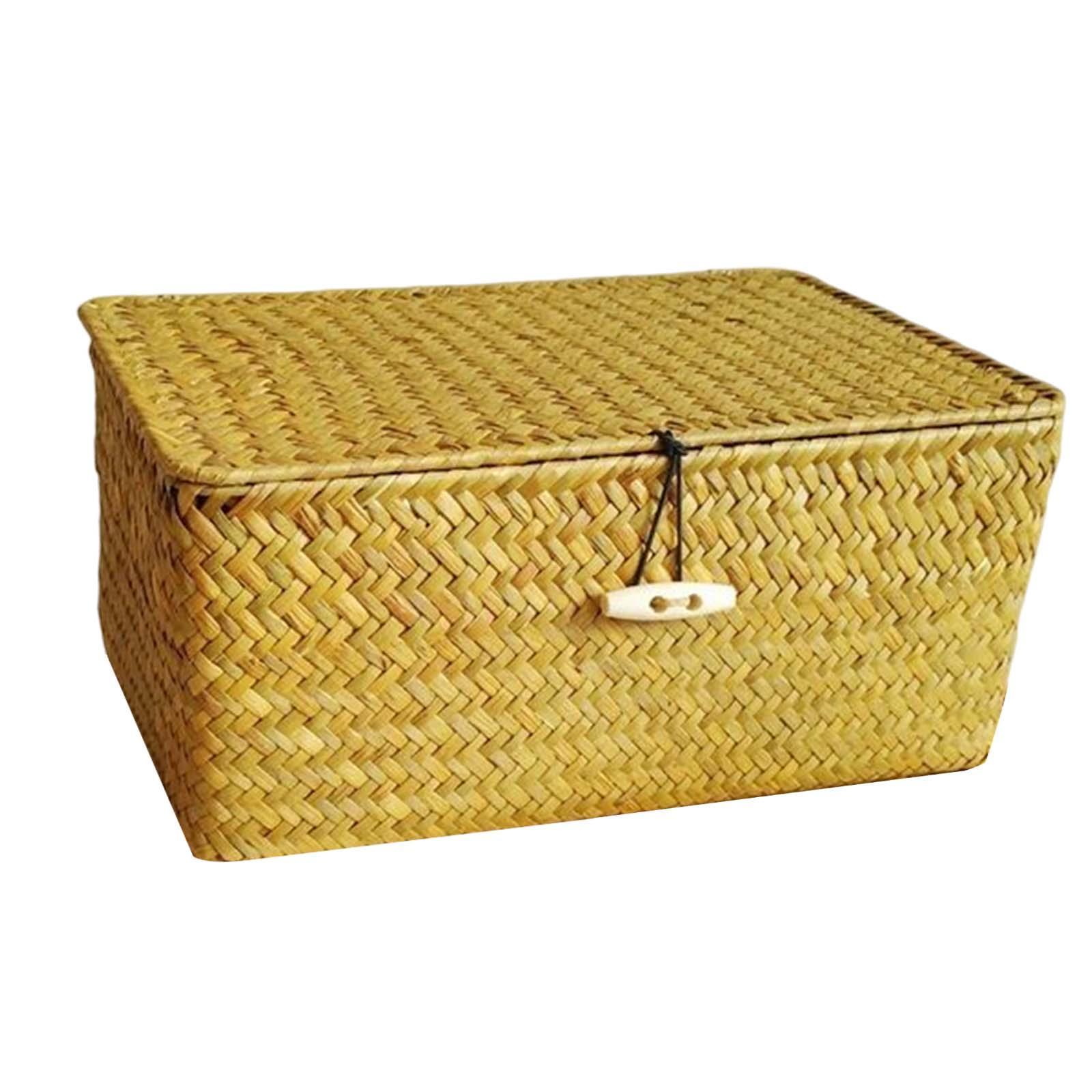 Rectangular Natural Seagrass Storage Basket Seagrass Organizer for Clothes
