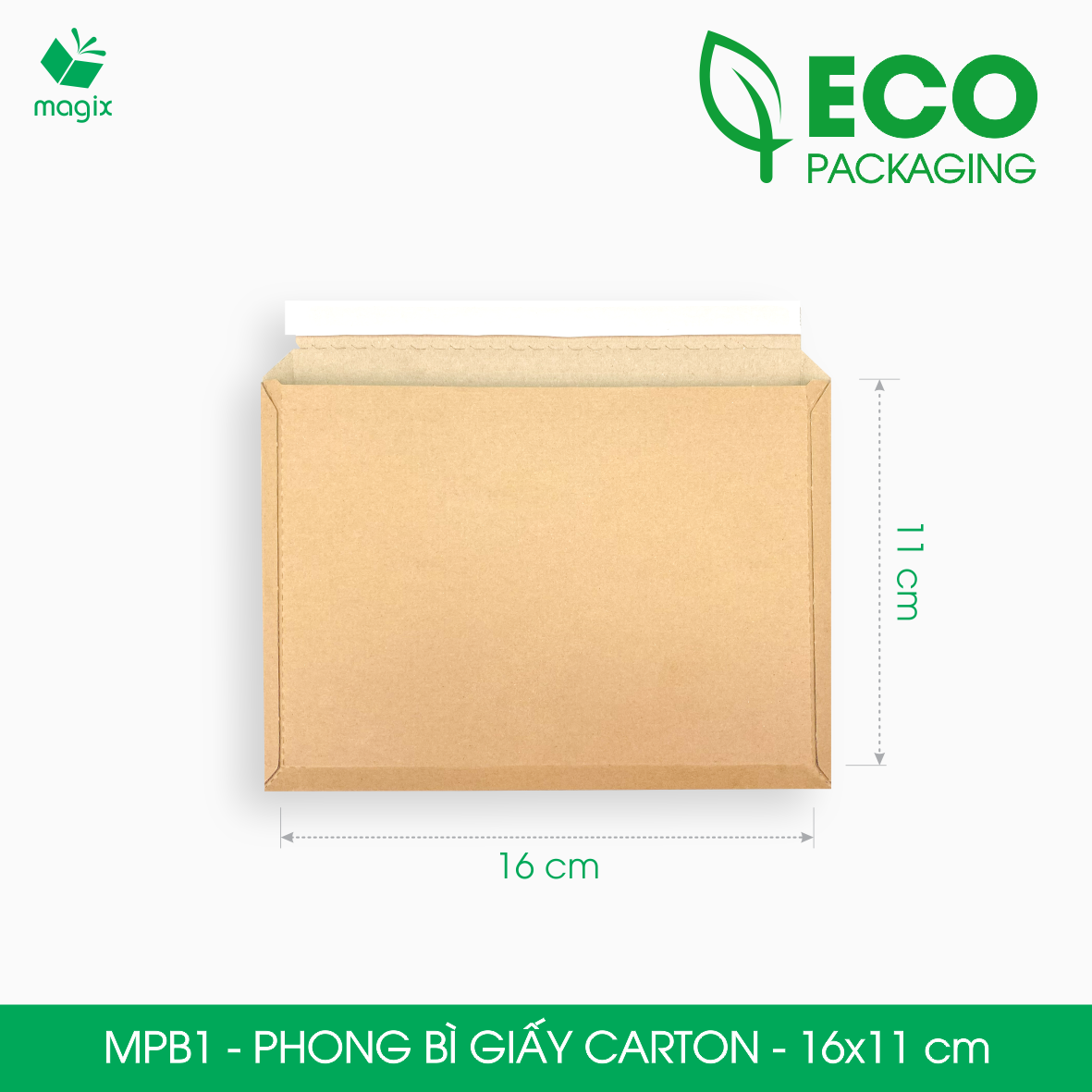 MPB1 - 16x11 cm - 60 phong bì carton đóng hàng - Bìa gói hàng, bìa cứng, bì thư | Magix Packaging