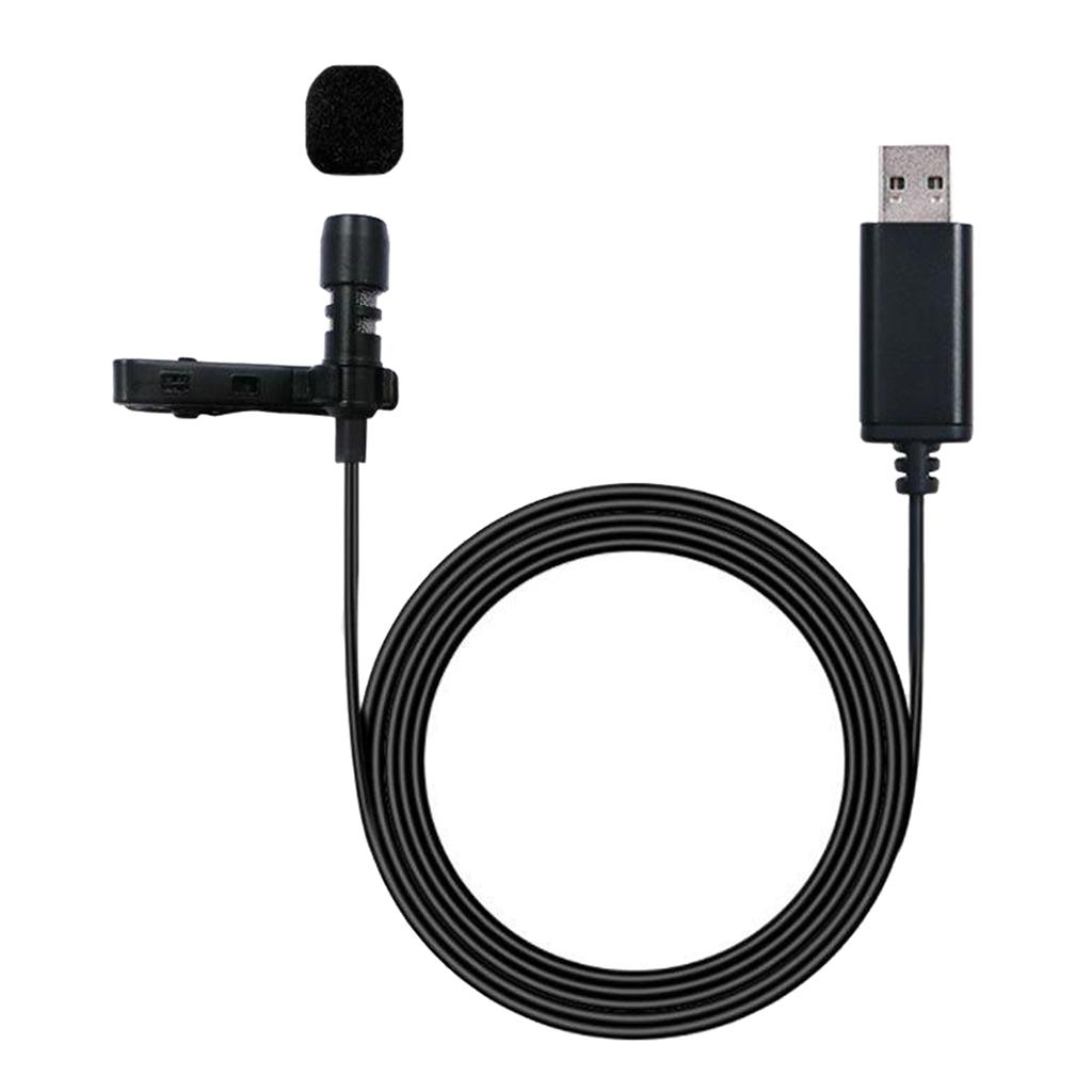 USB External Microphone W/ Collar Clip Mic & Cable for Smartphone Laptop PC