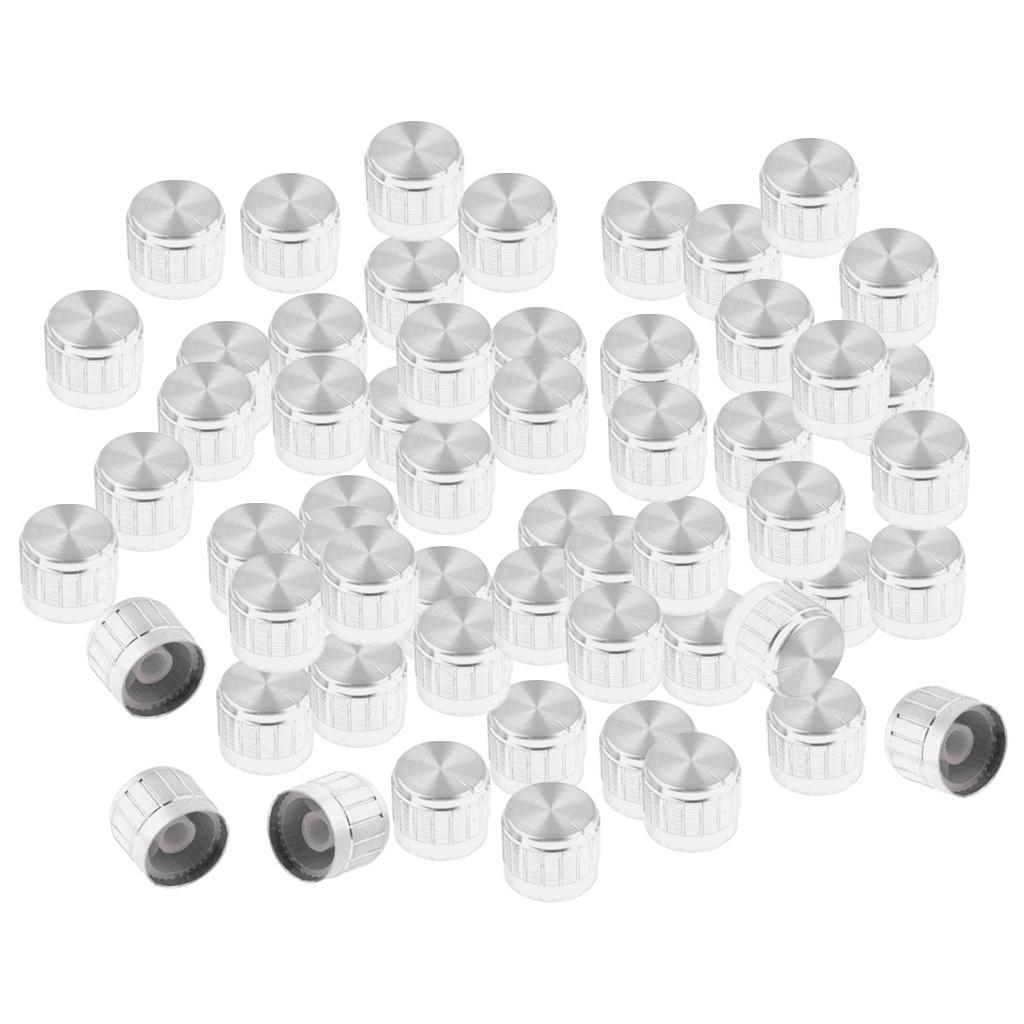 50Piece Aluminum Alloy Anti-Slip Potentiometer Control Knob 21x17mm Black