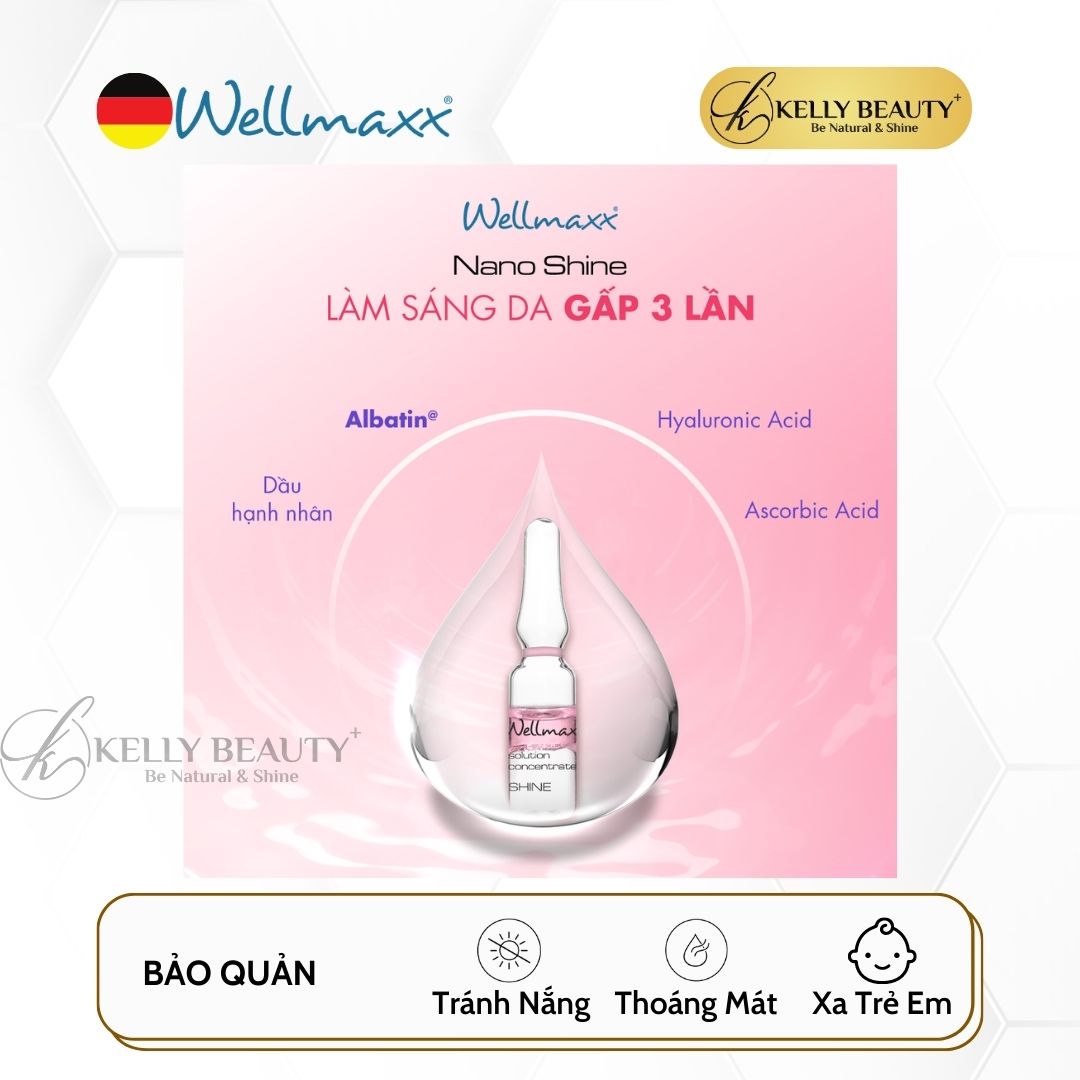 Huyết Thanh Sáng Da Phase 2 Shine WELLMAXX - Sáng Da, Ngừa Tăng Sắc Tố, Mờ Thâm Nám; Phục Hồi Da Sau Peel | Kelly Beauty