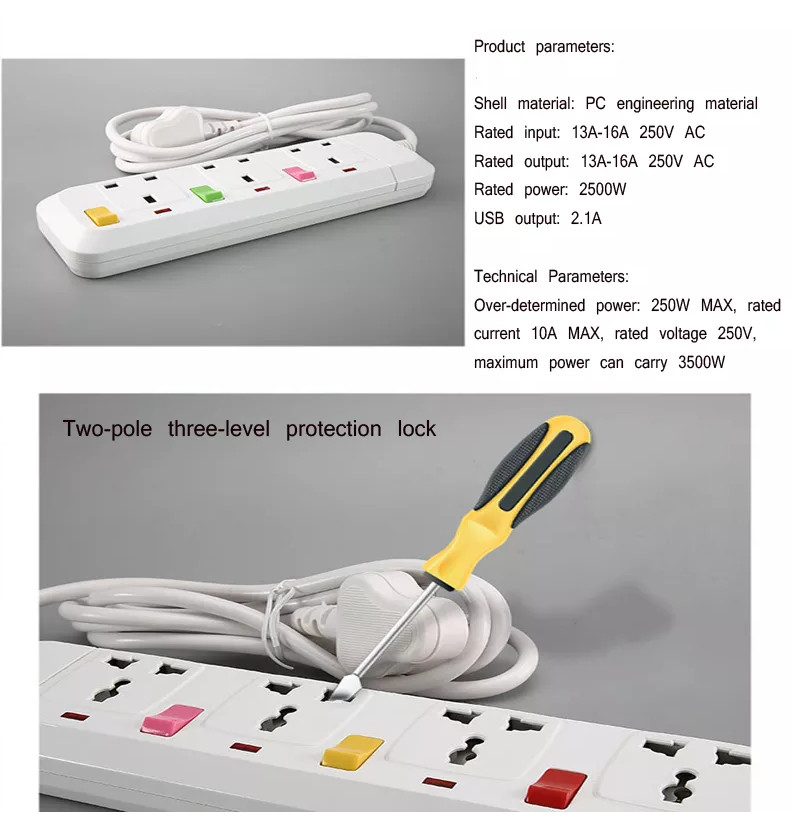 Ổ Cắm Nối Dài 5 mét 3,4,5 Lỗ Công Tắc 2500W