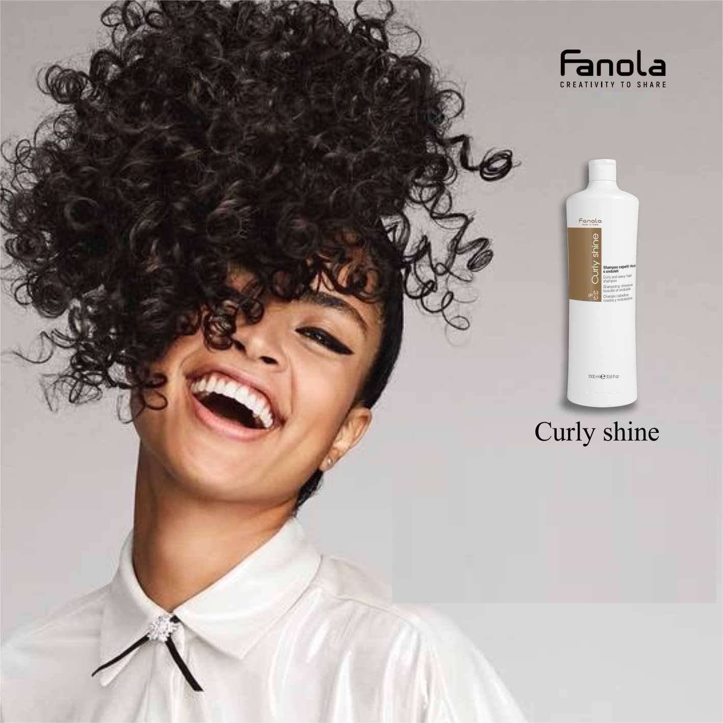 Dầu Gội Dành Cho Tóc Uốn, Tóc Xoăn Fanola Curly Shine Shampoo Italy 1000ml  + Tặng Kèm Băng Đô Rửa Mặt