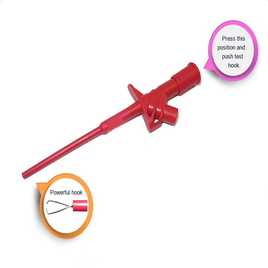 2X Insulated Quick Test Hook Clip High Voltage Flexible Testing Probe red
